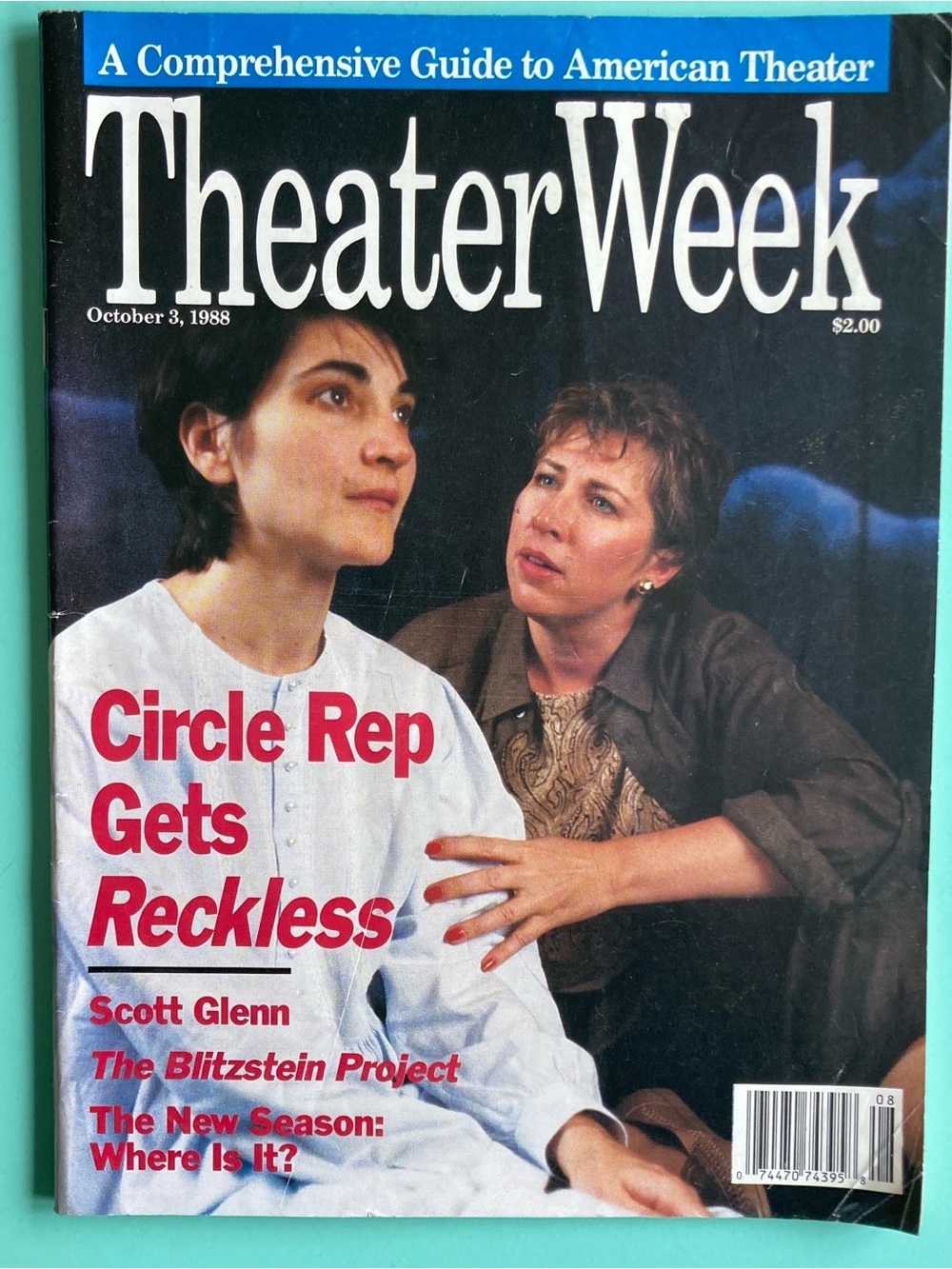 Craig Lucas's Reckless Scott Glenn Theater Week Magazine October 3 1988 Address